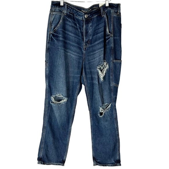 NWT American Eagle Hi-Rise Tomgirl Dark Vintage Jeans - Picture 1 of 8